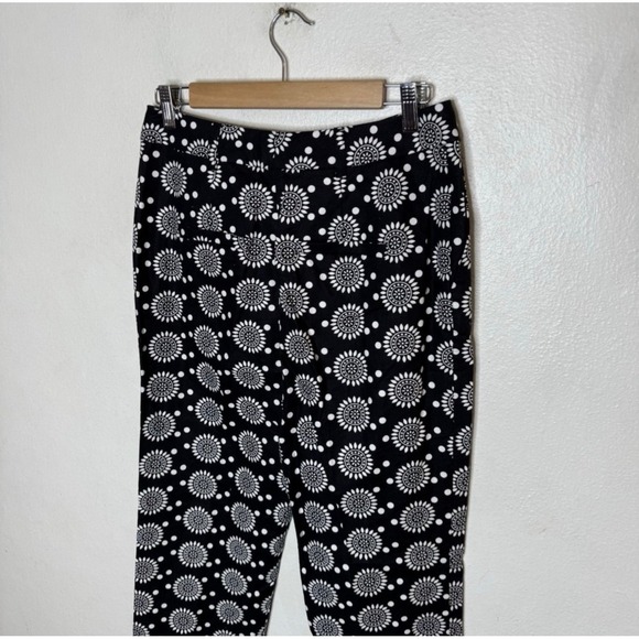 Boden Pants Women's US 6 Thea Linen Blend Black White Sun Flower Tailored Boho - Picture 5 of 10